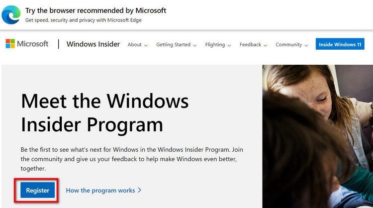 Đăng ký Meet the Windows Insider Program